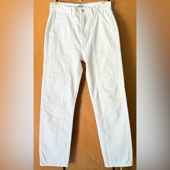 Agolde Cooper Cargo Jeans - 100% Organic Cotton Color: Milkshake Size 25 - Picture 1 of 10